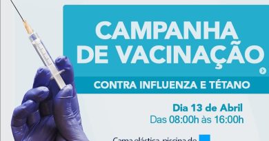 Campanha de vacinação contra gripe e tétano será no dia 13/04/2024