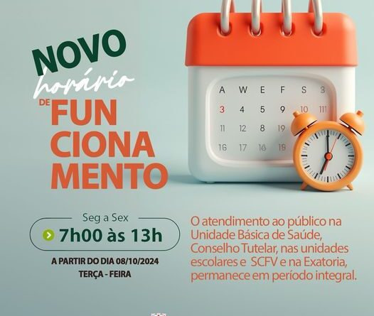 COMUNICADO - Novo horário de funcionamento