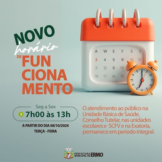 COMUNICADO - Novo horário de funcionamento