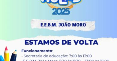 A Secretaria de Educação e a Secretaria da E.E.B.M. João Moro já estão funcionando, para melhor organizar o ano letivo